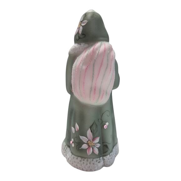 Fenton Glass Santa Figurine Limited Edition Signed Bejewled Green Holiday Decor - Picture 7 of 13